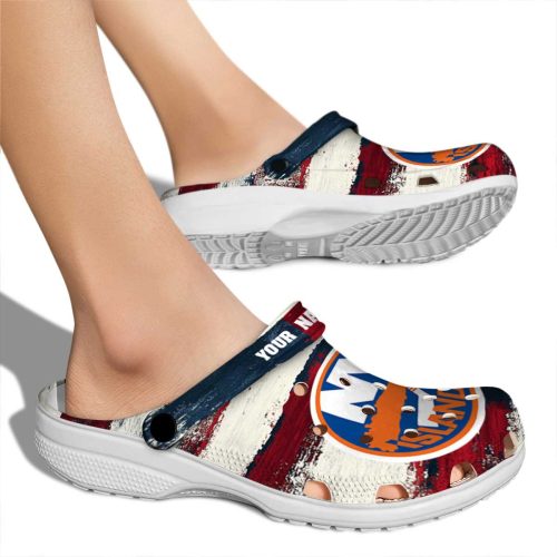 custom new york islanders patriotic stripes clog fashion forward