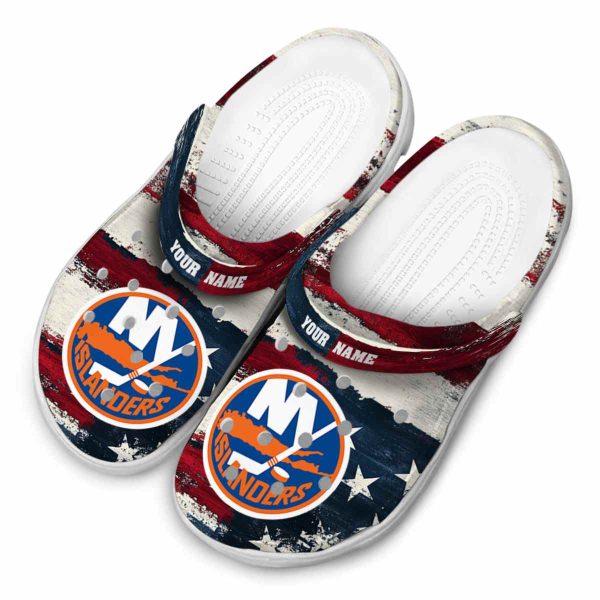 custom new york islanders patriotic stripes clog latest model