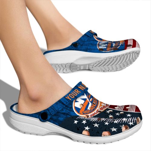 custom new york islanders star spangled side pattern clog fashion forward