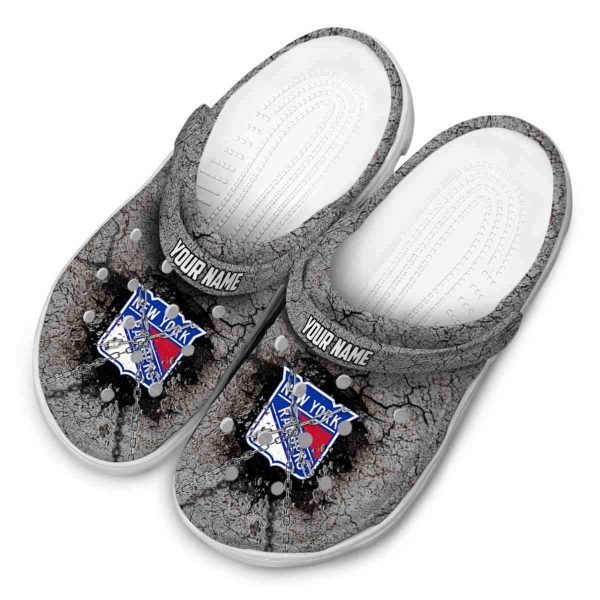 custom new york rangers cracked ground texture clog latest model