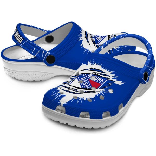 custom new york rangers splash motif background clog high quality