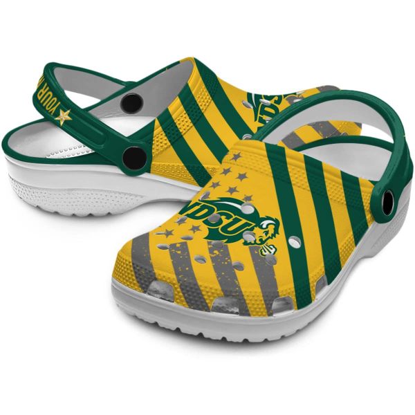 custom north dakota state bison star spangled graphic clog high quality