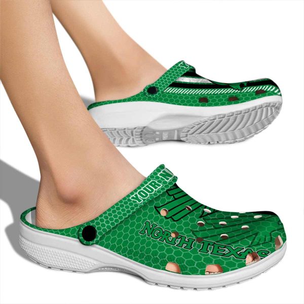 custom north texas mean green contrasting stripes clog fashion forward