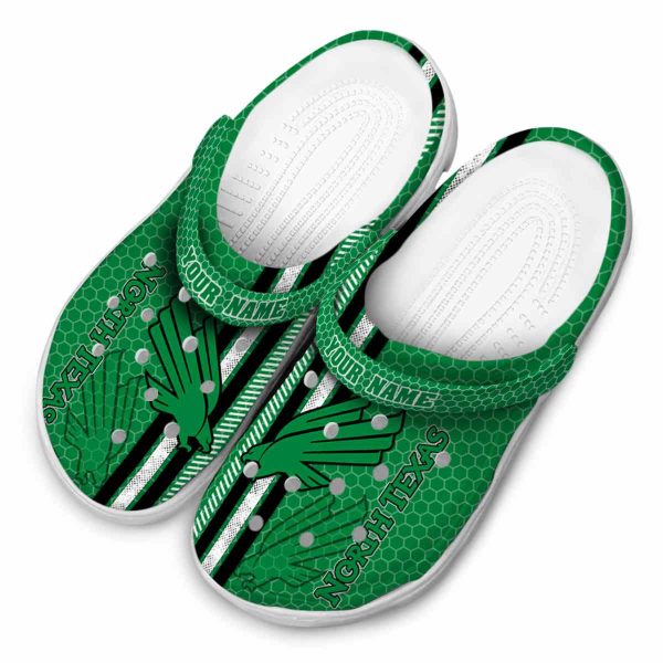 custom north texas mean green contrasting stripes clog latest model