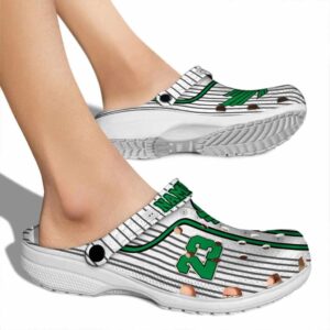 custom north texas mean green pinstripe pattern clog fashion forward