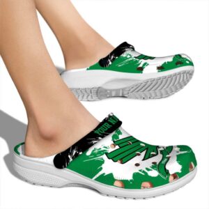 custom north texas mean green splatter pattern clog fashion forward
