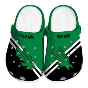 custom north texas mean green striped accents clog best selling