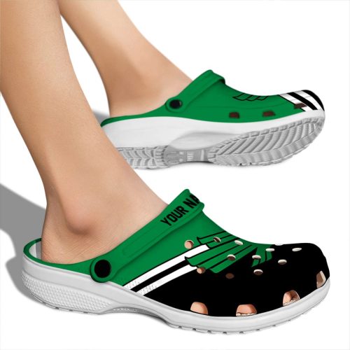custom north texas mean green striped accents clog fashion forward