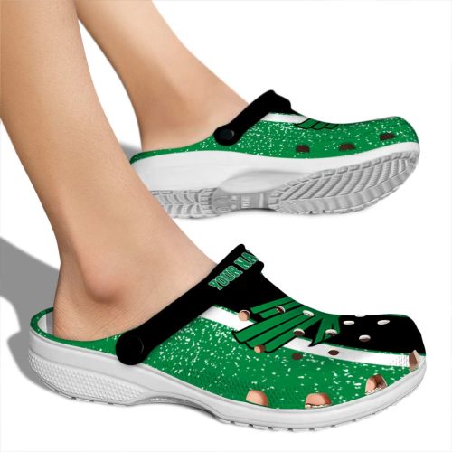 custom north texas mean green vertical stripes clog fashion forward