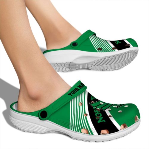 custom north texas mean green vibrant dual tone clog fashion forward