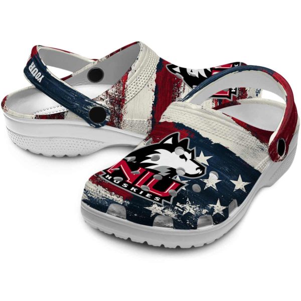 custom northern illinois huskies patriotic stripes clog high quality