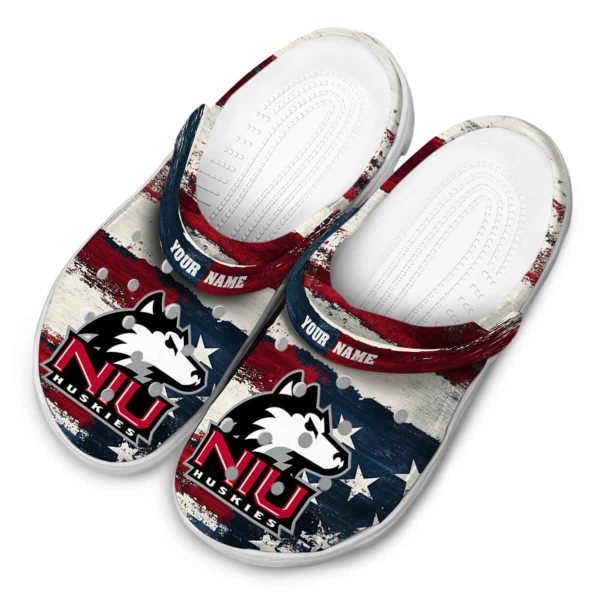 custom northern illinois huskies patriotic stripes clog latest model