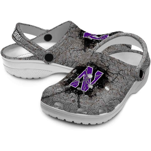 custom northwestern wildcats cracked ground texture clog high quality