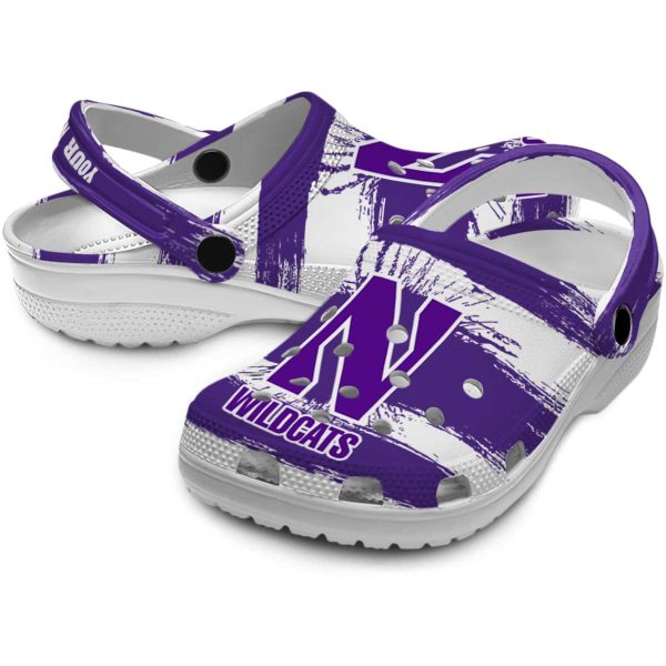 custom northwestern wildcats paint splatter graphics clog high quality