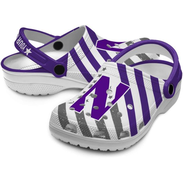 custom northwestern wildcats star spangled graphic clog high quality