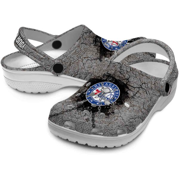 custom philadelphia 76ers cracked ground texture clog high quality