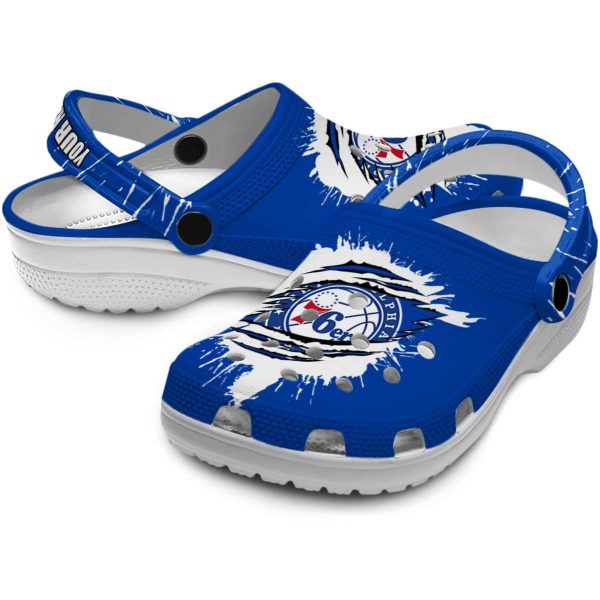 custom philadelphia 76ers splash motif background clog high quality