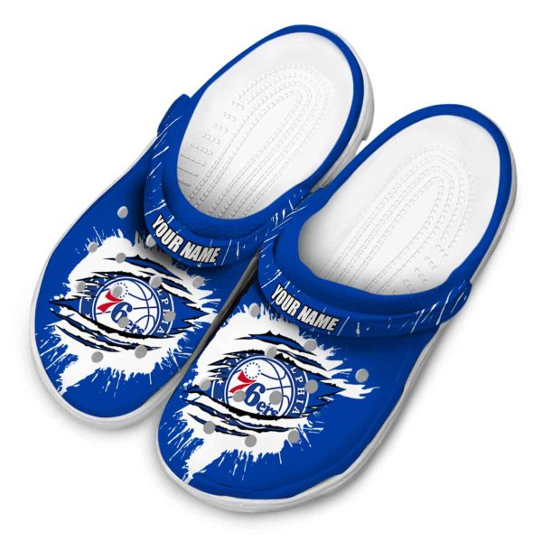 custom philadelphia 76ers splash motif background clog latest model