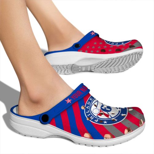 custom philadelphia 76ers star spangled graphic clog fashion forward