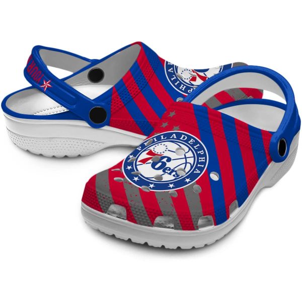 custom philadelphia 76ers star spangled graphic clog high quality