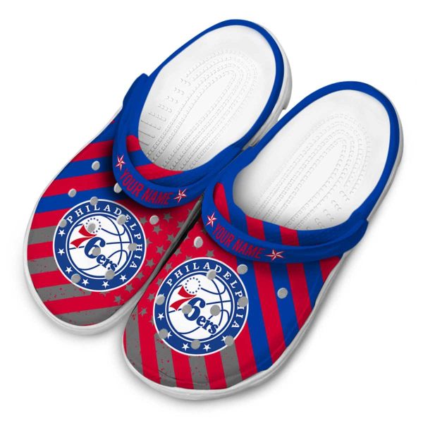 custom philadelphia 76ers star spangled graphic clog latest model