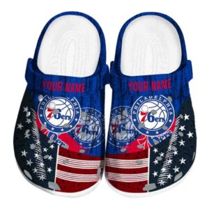 custom philadelphia 76ers star spangled side pattern clog best selling