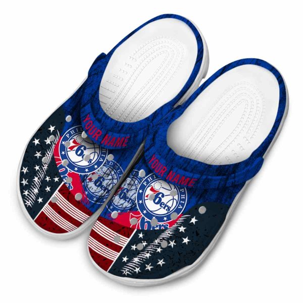 custom philadelphia 76ers star spangled side pattern clog latest model
