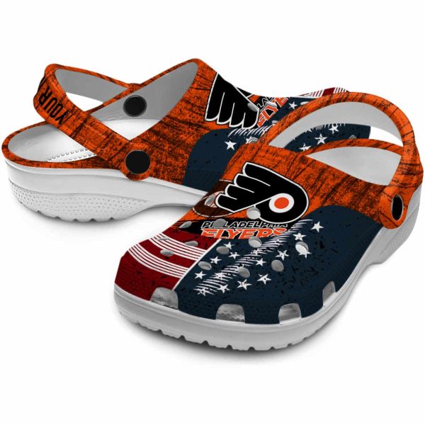 custom philadelphia flyers star spangled side pattern clog high quality