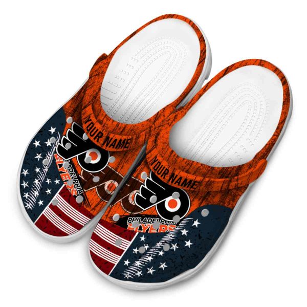 custom philadelphia flyers star spangled side pattern clog latest model