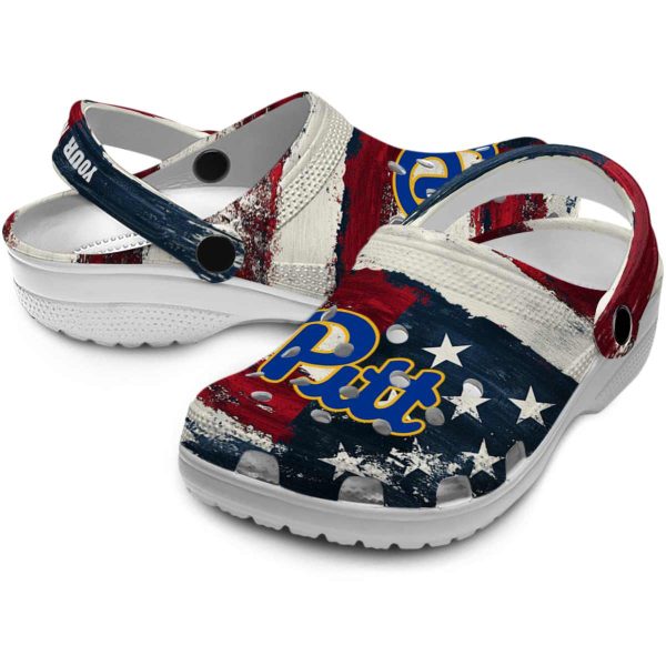 custom pittsburgh panthers patriotic stripes clog high quality
