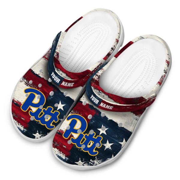 custom pittsburgh panthers patriotic stripes clog latest model