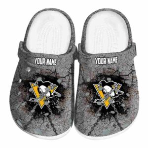 custom pittsburgh penguins cracked ground texture clog best selling
