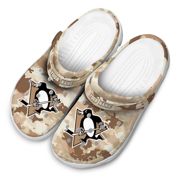 custom pittsburgh penguins desert camo clog latest model