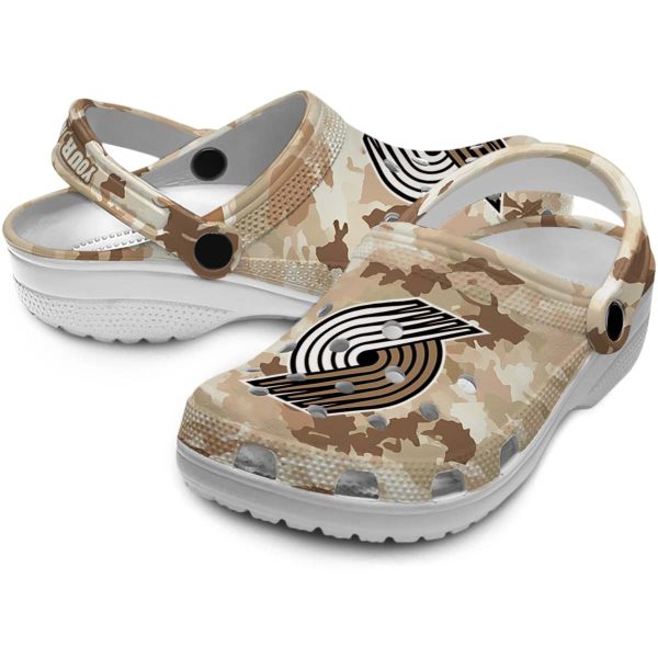 custom portland trail blazers desert camo clog high quality