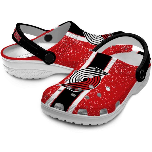 custom portland trail blazers vertical stripes clog high quality