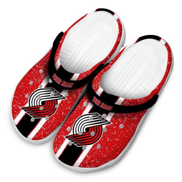 custom portland trail blazers vertical stripes clog latest model