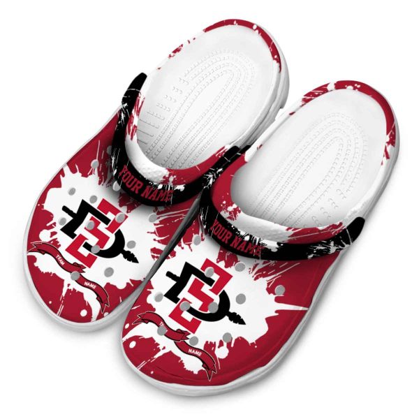 custom san diego state aztecs splatter pattern clog latest model
