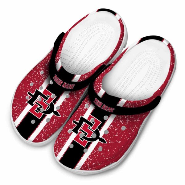 custom san diego state aztecs vertical stripes clog latest model