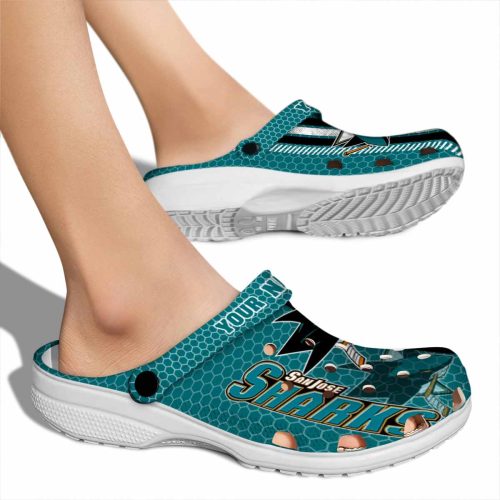 custom san jose sharks contrasting stripes clog fashion forward