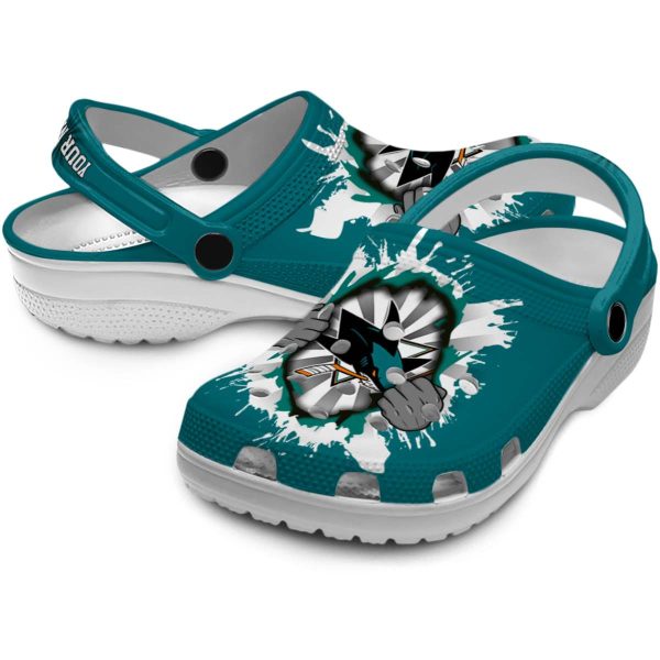 custom san jose sharks gripping hand clog high quality