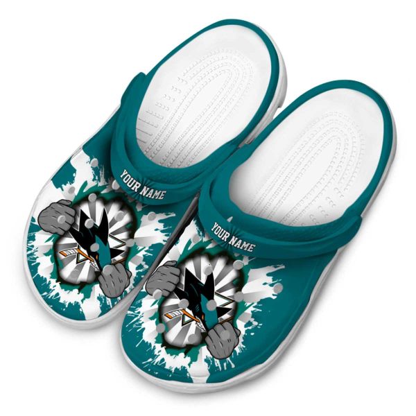 custom san jose sharks gripping hand clog latest model