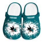 Custom San Jose Sharks Splatter Background Clog 1 custom san jose sharks splatter background clog best selling
