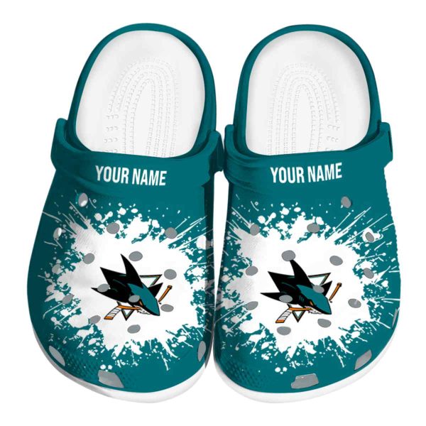 custom san jose sharks splatter background clog best selling