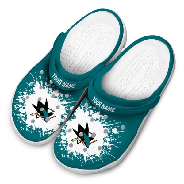 custom san jose sharks splatter background clog latest model
