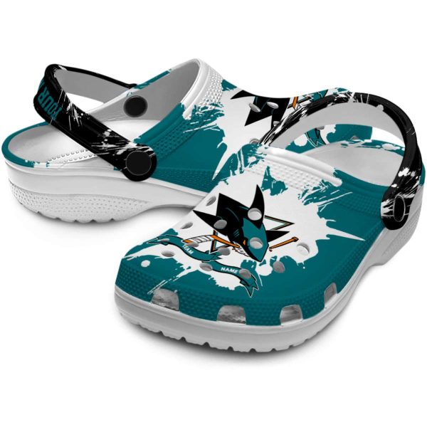 custom san jose sharks splatter pattern clog high quality