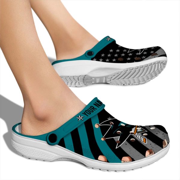 custom san jose sharks star spangled graphic clog fashion forward