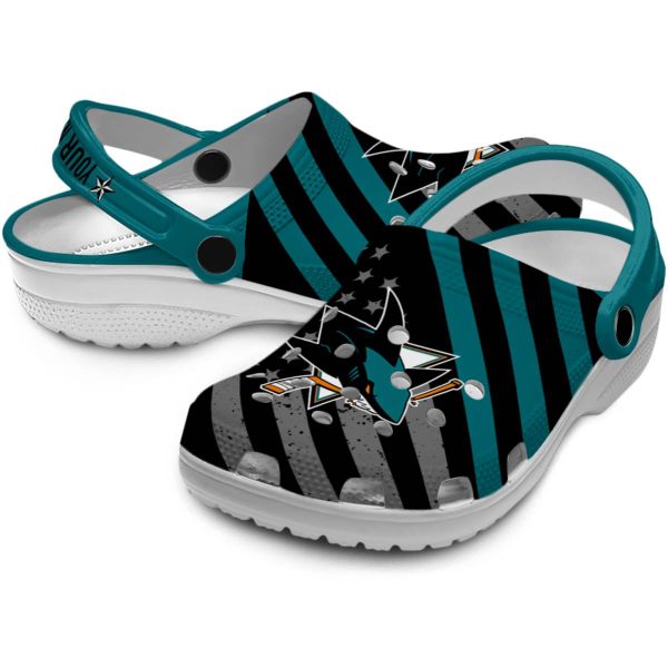 custom san jose sharks star spangled graphic clog high quality