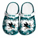 custom san jose sharks zigzag paint burst clog best selling