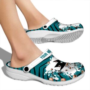 custom san jose sharks zigzag paint burst clog fashion forward