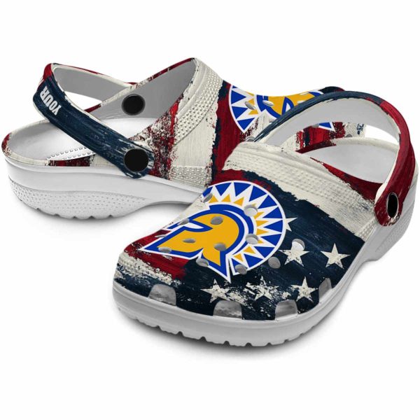 custom san jose state spartans patriotic stripes clog high quality